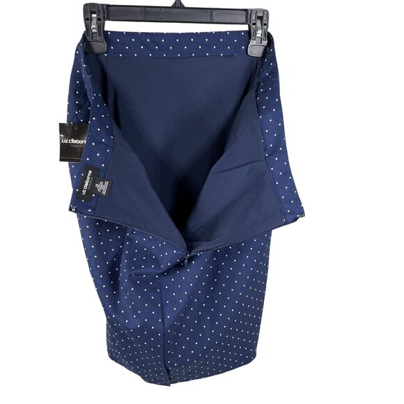 Liz Claiborne Career NWT Womens 14 /L Navy Polka Dot Blazer Skirt Set Power Suit - Picture 7 of 16